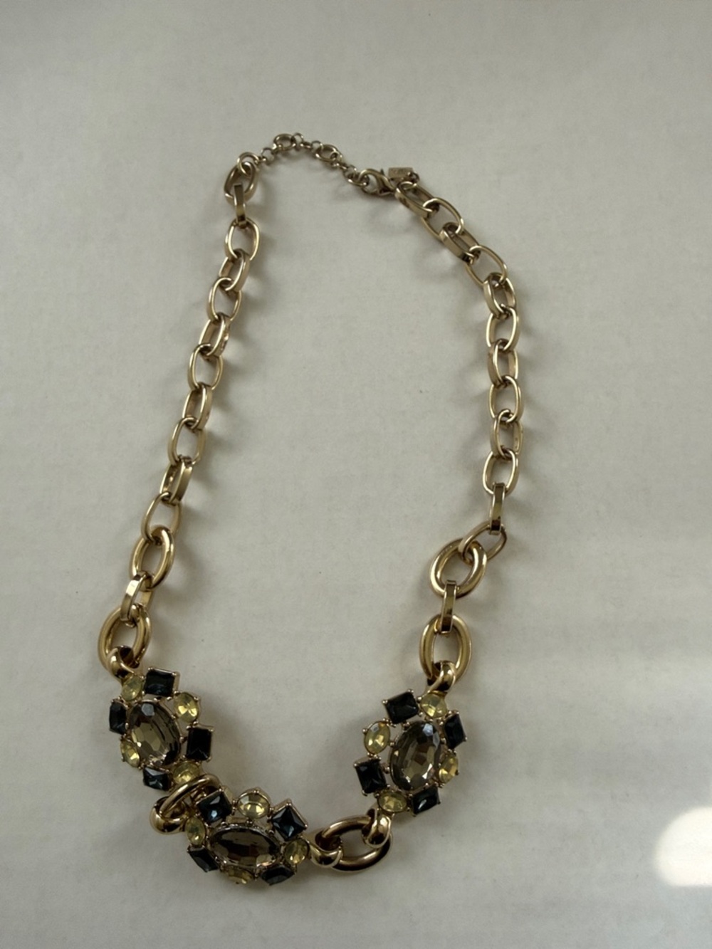 Banana Republic Gold and Black Crystal Link Necklace